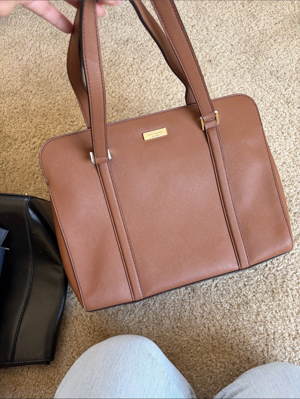 kate spade Tan Saffiano Leather Satchel with Gold Hardware